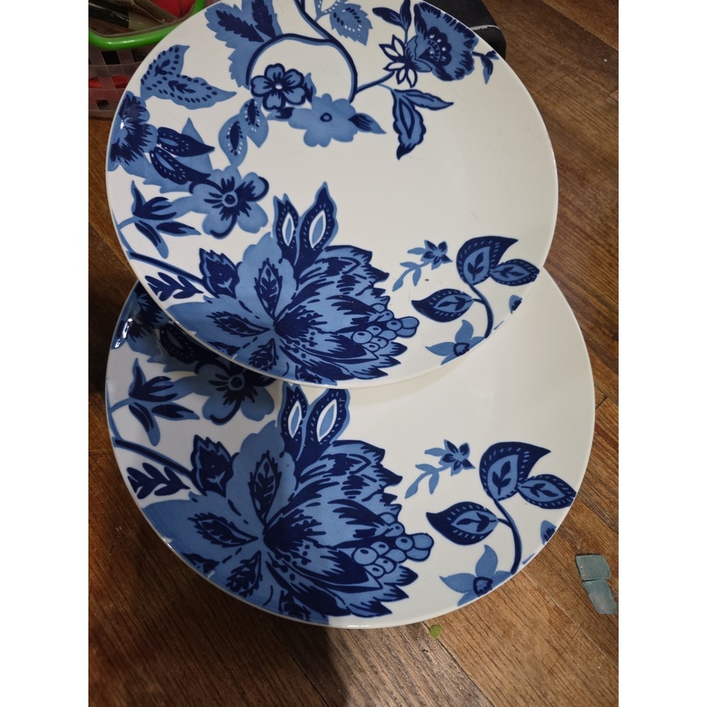 Royal Norfolk Blue Floral Dinner Plate 10.5 Inch  (Lot Of 2)